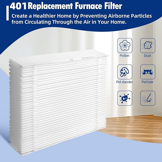 401 Replacement Filter Compatible with AprilAire 2400, Space-Gard 2400 Whole-House Air Purifier, MERV-10 Furnace Filter, 16x25x6 Air Filter, 2 Pack
