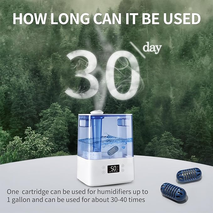 12-Pack Demineralization Cartridge for Humidifier Compatible with HoMedics Total-Comfort Ultrasonic Humidifier Demineralizer Tablets Filter Replacement for Water Decalcification, Remove Odor