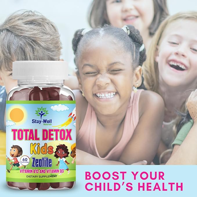 Natural Zeolite Heavy Metal Detox Kids, Chewable Gummy, Micronized Zeolite, Total Body Metal Cleanse, Toxin Cleanse, Non-GMO, 60 Mixed Berry Gummies