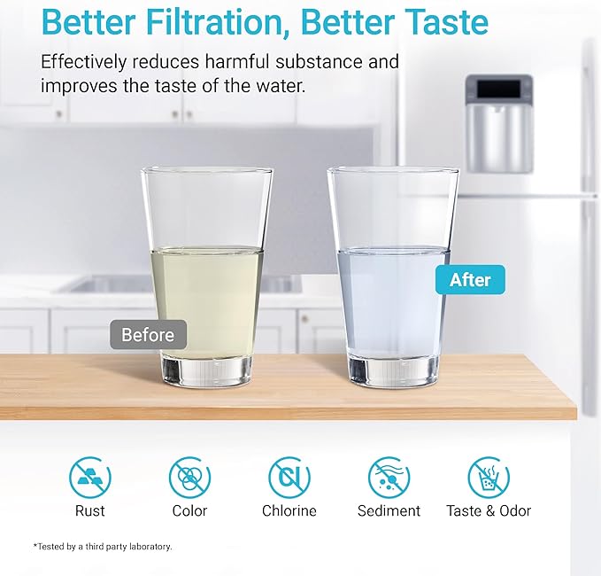 AQUA CREST LT1000PC ADQ747935 Refrigerator Water Filter and Air Filter, Replacement for LG® LT1000P®/PC/PCS, LMXS28626S, LFXS26973S, MDJ64844601, ADQ74793501, ADQ74793502 and LT120F®, 4 Combo