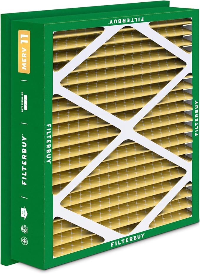 Filterbuy 20x25x5 Air Filter MERV 11 Allergen Defense (2-Pack), Pleated HVAC AC Furnace Air Filters Replacement for Honeywell Return Grille (Actual Size: 18.38 x 23.38 x 3.69 Inches)