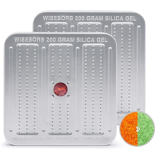 200 Gram 2 Pack Gun Safe Dehumidifier, Reusable Silica Gel Dehumidifier, Indicating Silica Gel Desiccant Canister (Orange to Green)