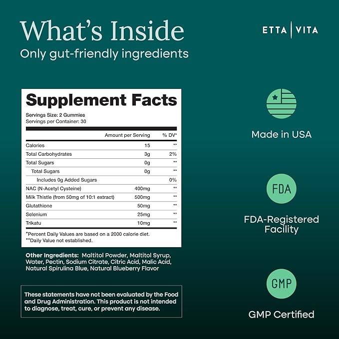 Sugar-Free NAC Gummies, N-Acetyl Cysteine Supplement with Milk Thistle, Glutathione, & Selenium, NAC Complex for Energy, Respiratory Health, Liver Detox & Cleanse, Kidney, Antioxidant Support