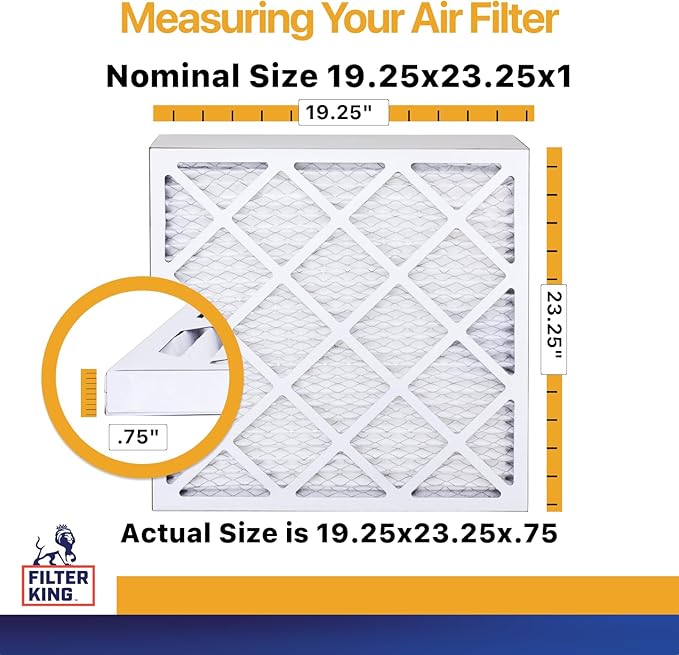 Filter King 19.25x23.25x1 Air Filter | 12-PACK | MERV 13 HVAC Pleated A/C Furnace Filters | MADE IN USA | Actual Size: 19.25 x 23.25 x .75"