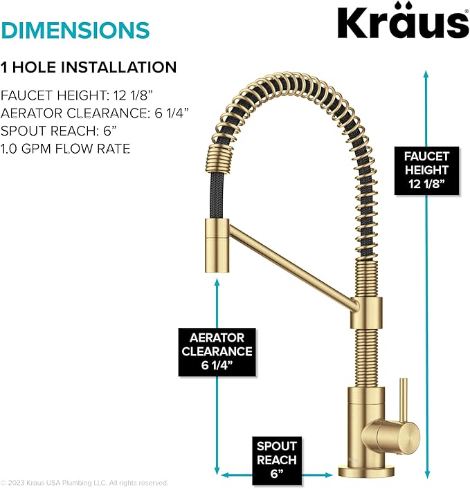 KRAUS Bolden Single Handle Drinking Water Filter Faucet for Reverse Osmosis or Water Filtration System in Brushed Brass, FF-104BB