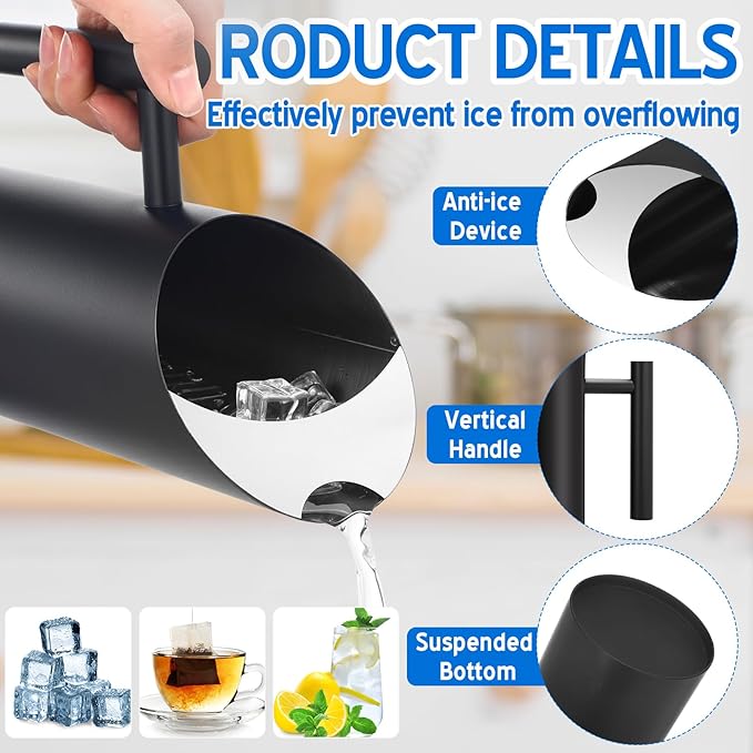 3 Pack 53oz/1.5l Stainless Steel Water Pitcher Modern Metal Pitcher with Ice Guard Black Carafe Drink with Handle or Iced Hot Drink Tea Juice Coffee Beer