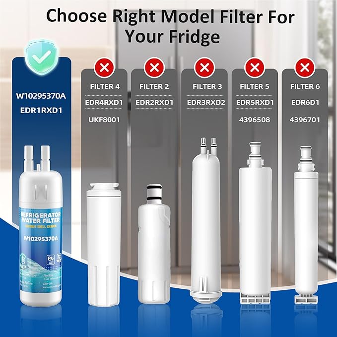 W10295370A Water Filter Replacement, Compatible with EDR1RXD1, Filter 1, EDR1RXD1B, W10295370, WHR1RXD1, KAD1RXD1, P4RFKB2, P8RFWB2L, 46-9930, 46-9081, 3Pack