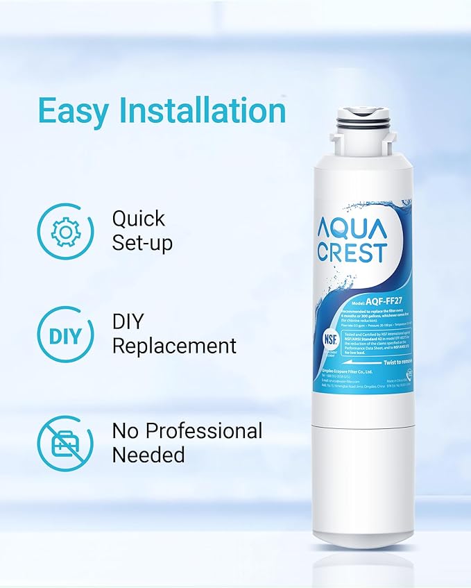 AQUA CREST DA29-00020B Replacement for Samsung HAF-CIN/EXP, DA29-00020B-1, RF28HMEDBSR, RF263BEAESR, RF4287HARS, HAF-CIN, DA97-08006A-1, RF28K9380SR, RF28HFEDTSR, Refrigerator Water Filter, 3 Filters