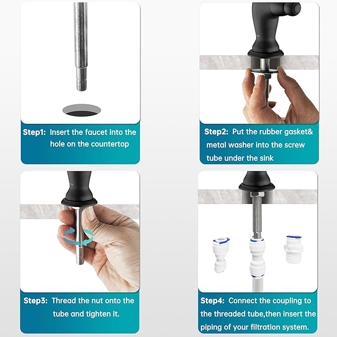 EKRTE Bronze Water Filter Faucet,Commercial Everse Osmosis Faucet for Under Sink, Brass Drinking Water Purifier Faucet, Oil Rubbed Bronze