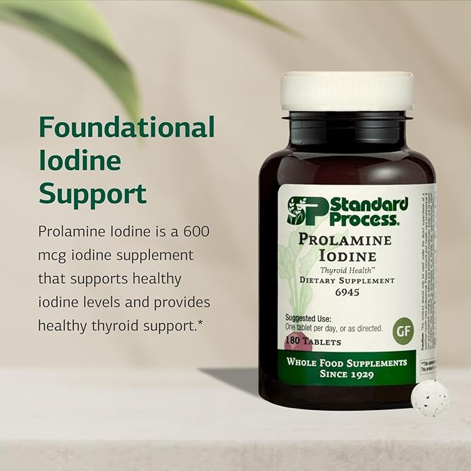Standard Process Inc. Prolamine Iodine - Thyroid Support with Calcium Lactate, Iodine, Calcium & Magnesium Citrate - 180 Tablets