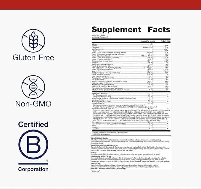 Metagenics Wellness Essentials Active Daily Packs - Multivitamins for Joint Support* - Joint Supplement - with Magnesium, Vitamin C & Vitamin 12 - Non-GMO & Gluten Free - 30 Packets