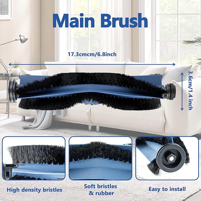 21 Pack X10 Pro Omni Replacement Accessories Kit for Eufy X10 Pro Omni Robot Vacuum, 1 Main Roller Brush, 2 Hepa Filters, 4 Mop Cloth Pads, 6 Side Brushes, 6 Dust Bags, 1 Screwdriver 1 Clean Tool