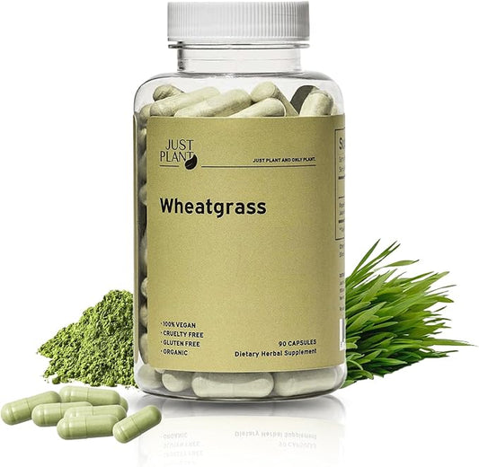 Organic Wheatgrass Capsules 500 mg, 90 Capsules | Vegan, Gluten-Free | Green Superfood Supplement for Detox, Energy, Digestion & Immune Support