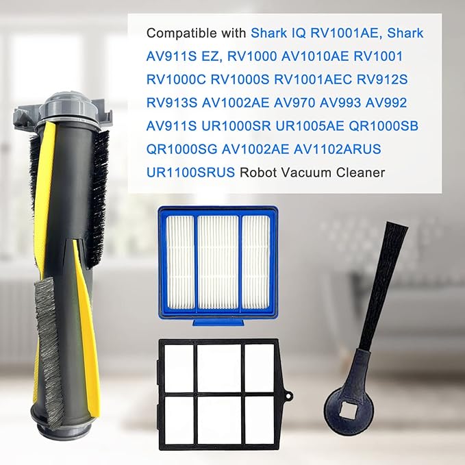 Accessories Kit for Shark IQ RV1001AE, Shark AV911S EZ, AV1010AE RV1000 RV1001 AV970 AV993 AV1002AE UR1000SR UR1005AE Robot Vacuum Cleaner,2 Main Brush,6 Filters,10 Side Brushes,2 Pre Filter