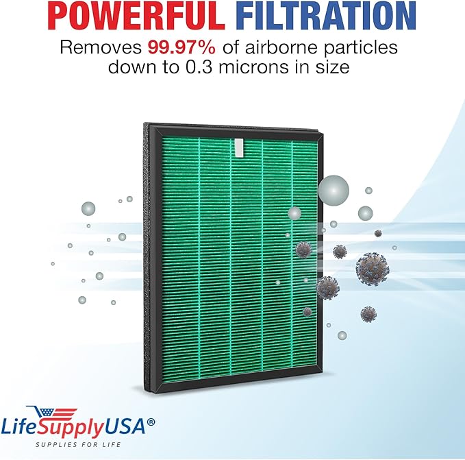 LifeSupplyUSA True HEPA Filter Replacement Compatible with Rabbit Air BioGS 2.0 SPA-550A and SPA-625A Air Purifier
