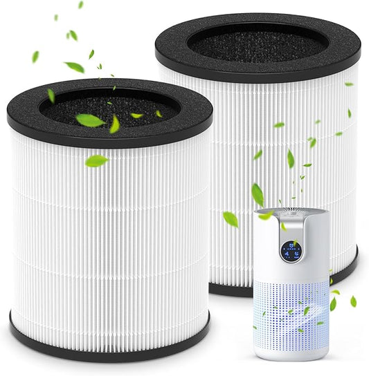 2 Pack M03 Replacement Filter Only Compatible with MOOKA M03 & B-D03 Air Purifier, Efficient Air Filter, 3-in-1 Pre-Filter, HEPA Filter, High-Efficiency Activated Carbon Filter Filtration System
