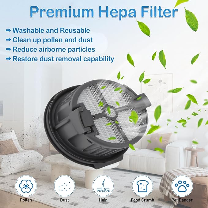Roller Brush and Filter Replacement Compatible with Dreame H14, H14 Pro Vacuum Cleaner, Replaces Part Include 2 Rollers and 4 Hepa Filters
