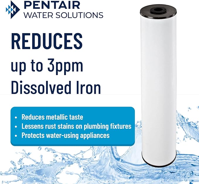 Pentair Pentek RFFE20-BB Big Blue Water Filter, 20-Inch, Whole House Radial Flow Iron Reduction Replacement Cartridge, 20" x 4.5", Pack of 4