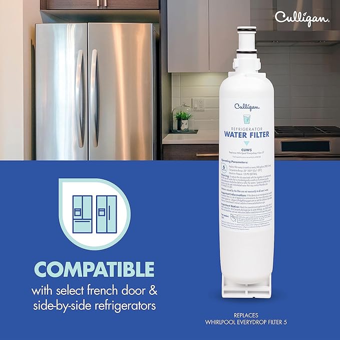 Culligan CUW5 Refrigerator Water Filter | Replacement for Whirlpool Water Filter 5 (EDR5RXD1) | Replace Every 6 Months | Pack of 1