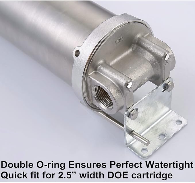 Amwater NSF/ANSI 42 Certification Stainless Steel Filter Housing for 10"/ 20" Filter Cartridge, 3/4" NPT Water Filter Housing for Whole House Water Purification of Stainless Steel 304 (20" C Housing)