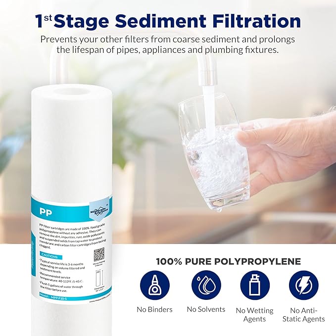 Membrane Solutions Reverse Osmosis Filter Replacement, 75 GPD Complete Replacement Filter Set For Under Sink 5-Stage Reverse Osmosis Replacement Water Filter System