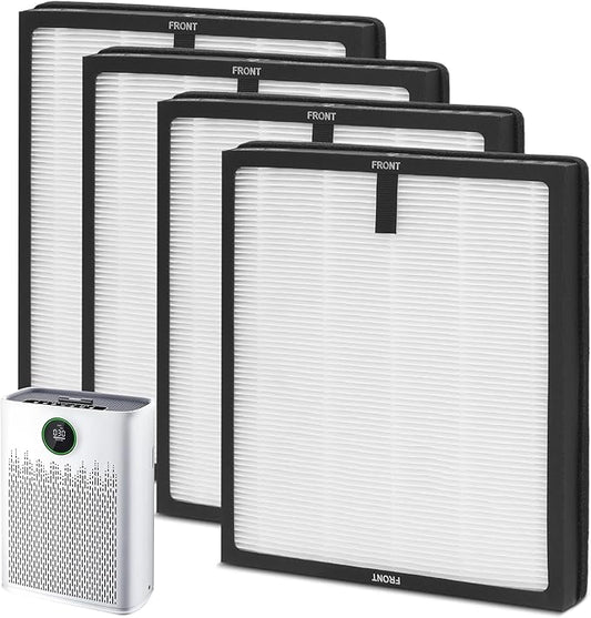 HAP603 Replacement Filter, Compatible with ECOSELF HAP603/HAP603WF Air Purifiers, 3-Stage True H13 HEPA Air Filter with Activated Carbon for Home and Office Use, 4-Pack HAP603 Filters, White