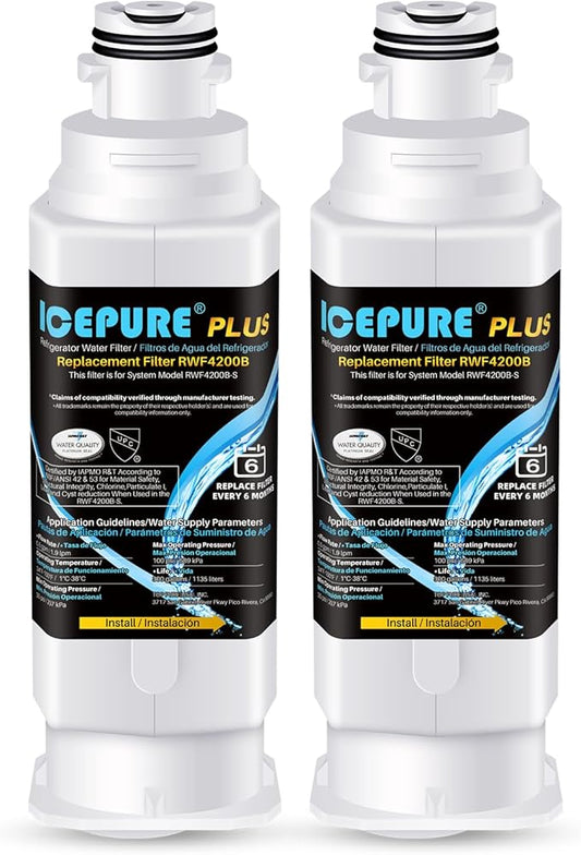 ICEPURE PLUS NSF53 DA97-17376B Replacement for HAF-QIN/EXP, HAF-QIN, DA97-08006C, RF23M8070SG, RF23M8070SR, RF23M8090SG, RF23M8090SR, AQF-DA97-17376B Refrigerator Water Filter, 2PACK