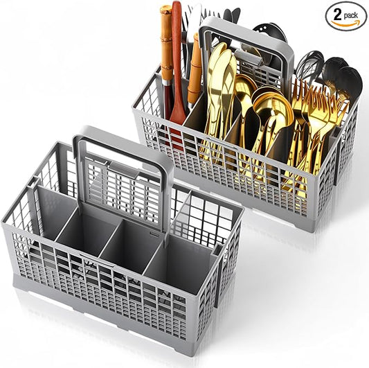 2 Pack 9.5in Dishwasher Silverware Basket Replacement Dishwasher Storage Utensil Baskets Cutlery Filter Basket Compatible with Most Brands