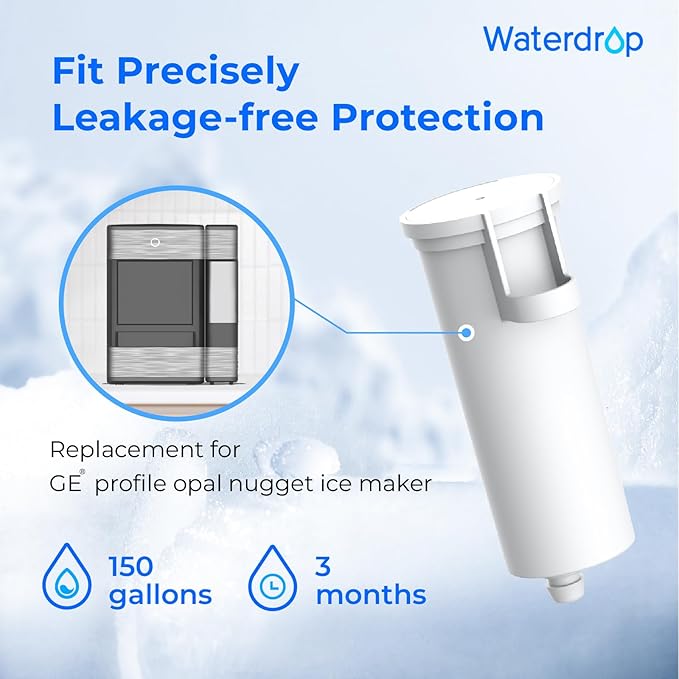 Waterdrop Replacement for GE® Profile Opal Nugget Ice Maker Water Filter, P4INKFILTR, with Ring Pull, NSF 42&372 Certified, BPA-Free, 3 Counts