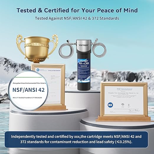 Under Sink Water Filter System,10000 Gallon &14 H Saves Space,Flow Under Counter Water Filter Direct Connect to Kitchen Faucet,Reduces Chlorine,Lead, Bad Taste & Odor (Black-Q1-10000 GAL)