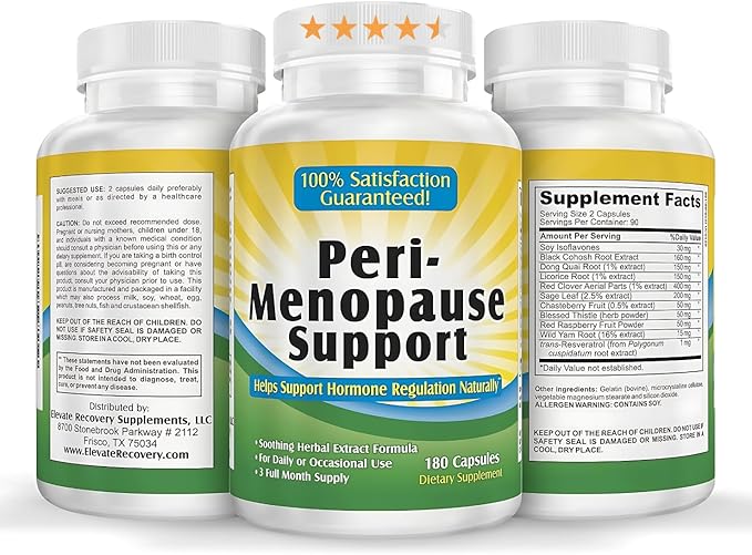 3-Month PERI-Menopause Supplements (All-in-1) Women's Hormone Support for Women | Blend of 11 Herbs & Extracts | PeriMenopause Supplement | Female Hormonal Balance | 90-Day Supply | 180 Capsules