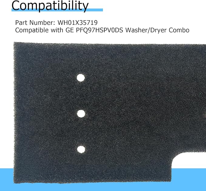 WH01X35719 Lint Filters Compatible with GE Washer Dryer Combo Foam Filter for General Electric Profile PFQ97HSPV0DS Washer/Dryer Combo Replacement Parts Washable Filter Cotton Sponge, 4 Pack