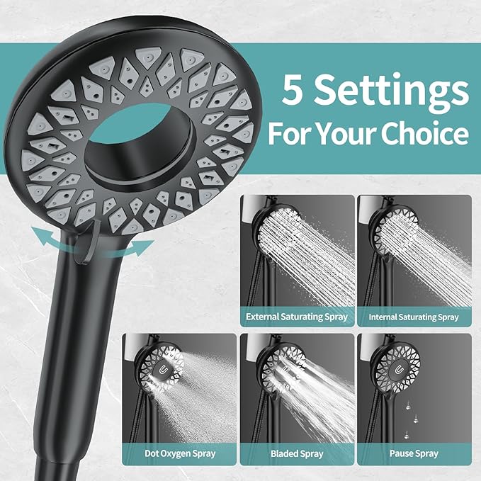 10" Rainfall Shower Heads with Handheld Spray Combo High Pressure, Magnetix Shower Head with Filters for Hard Water, 2 in 1 Dual Shower Head with Handheld and Adjustable Slide Bar (Black)