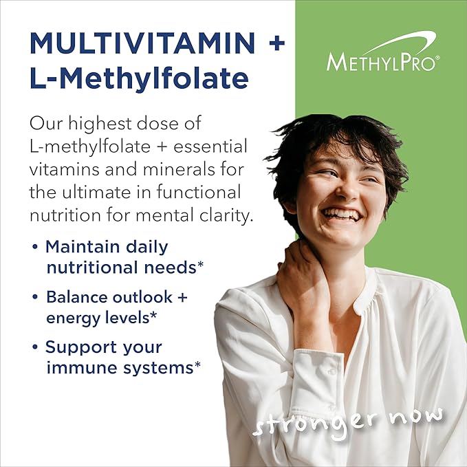 MethylPro Multivitamin + 15 mg Methylfolate - Iron Free Multivitamin for Women & Men with Vitamin A, C, Minerals, Methylated B Complex, Multi Vitamin Without Iron - 30 Capsules