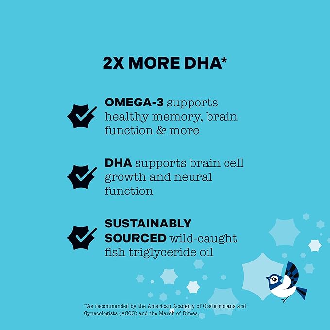 Best Nest Wellness Mama Bird Prenatal DHA - Health Supplement with Omega-3 DHA & EPA - Fish Oil Supplement for Pregnant Women - Supports Fetal Brain & Eye Development - 60 Softgels