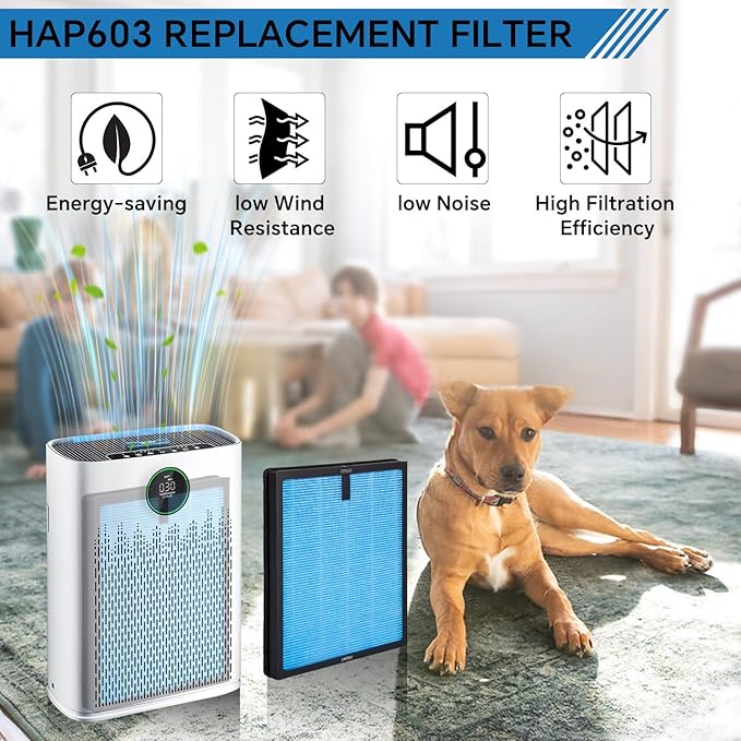 HAP603 HEPA Air Filter Compatible with ECOSELF HAP603 HAP603WF Air Purifier, H13 High Efficiency Activated Carbon Filter 4 Packs