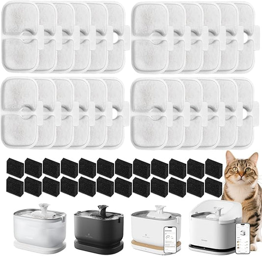 Cat Water Fountain Filter Replacements, Pet Replacement Water Filters for Petlibro Dockstream PLWF105 PLWF115 PLWF005 & Smart PLWF305, 24-Pack Filters Compatible with Petlibro Dockstream Fountain