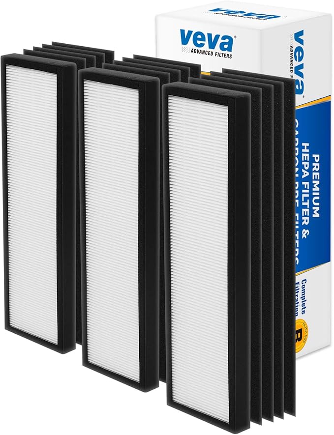 VEVA Filter B Replacement, Compatible with Germ Guardian Air Purifier Models AC4825, 4800, 4900, Premium 3 HEPA Filters including 12 Pack of Pre-Filters