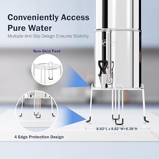 Frizzlife Reduces 99.9% Lead Gravity-fed Water Filter System, NSF/ANSI 42&372 Standards, 2.25G Countertop Water Filter Reduces Chlorine, Heavy Metals, with Activated Carbon Filter and Stand, G210-PRO