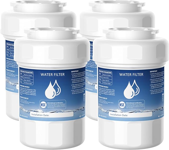 MWF Water Filter Compatible with GE® MWF®, SmartWater MWFP, MWFA, MWFINT, GWF, GWFA, HDX FMG-1, Kenmore® 9991, High Efficiency Filtration and Every 6 Months Value, NSF Certified, 4 Pack