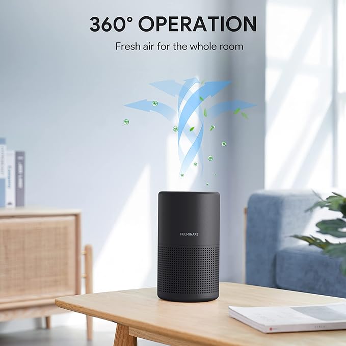 Air Purifiers for Bedroom, FULMINARE H13 True HEPA Air Filter, Quiet Air Cleaner With Night Light,Portable Small Air Purifier for Home, Office, Living Room Black