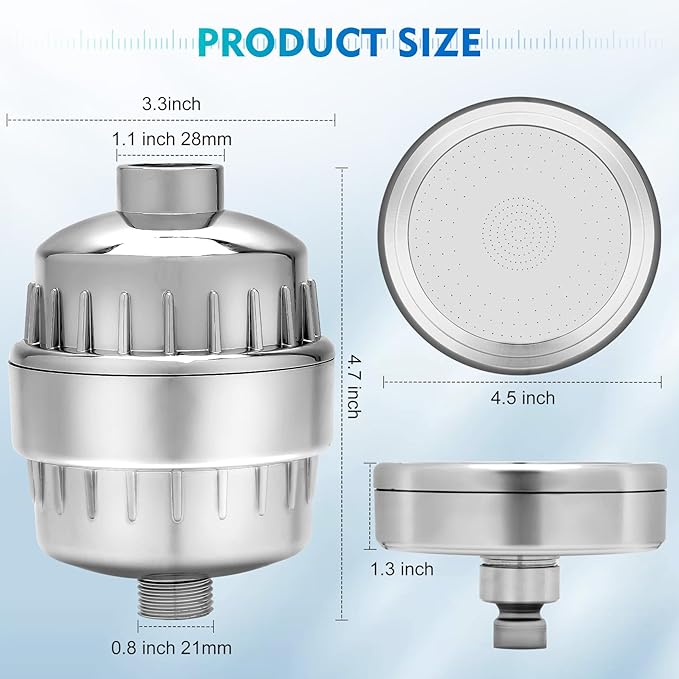 Filtered Shower Head Set,4 Replaceable 20+3 Stage Shower Filter for Hard Water with Vitamin C & E for Healthy Skin & Hair, Removes Chlorine, Heavy Metals & Harmful Substances, Water Softene
