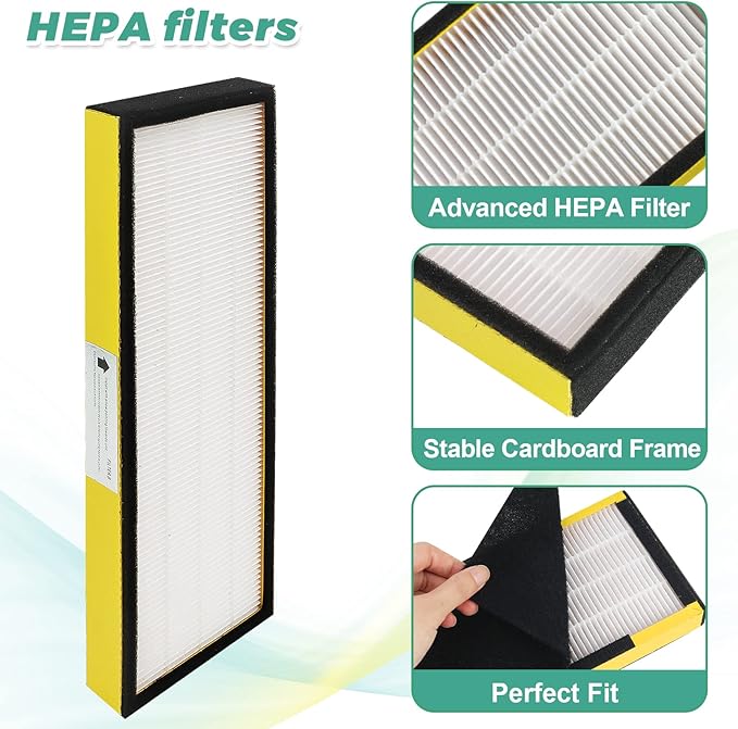 FLT4825 HEPA Filter B Replacement with G-Guardian Air Purifier AC4825 AC4825E AC4300 AC4800 AC4900 AC4850 AC4825DLX AP2200 by Techecook - 2 x True H13 HEPA Filters, 8 x Activated Carbon Pre-Filter