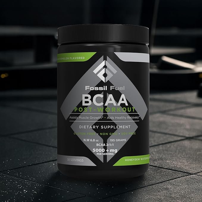 Fossil Fuel BCAA Sugar-Free Post-Workout Powder with BCAA’s, Glutamine, Vitamin B6 After Workout, Amino Acids for Muscle Recovery, Endurance and Hydration, Honeydew Watermelon (30 Servings)