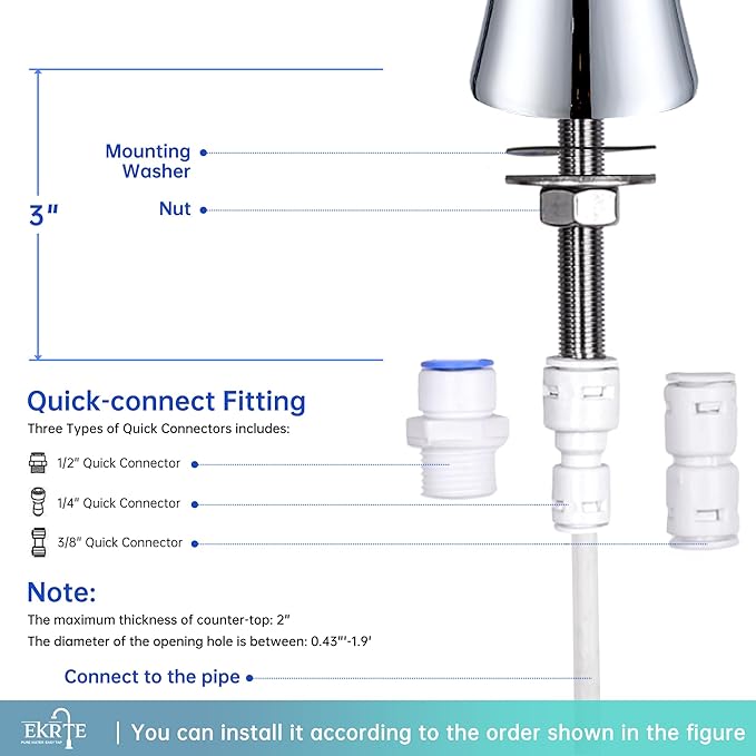 EKRTE Polished Chrome Drinking Water Purifier Faucet, Kitchen Bar Sink Drinking Purifier Kitchen Faucet for Under Sink Water Filter System