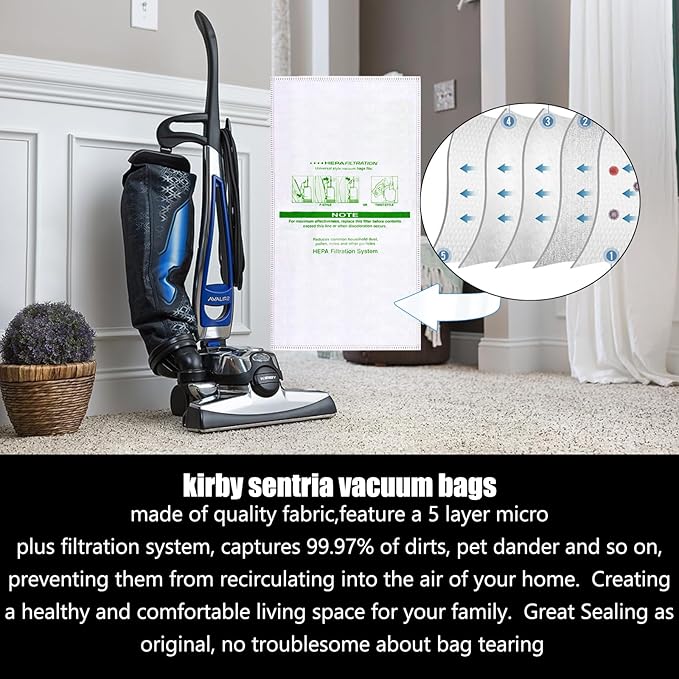 16 +2 Pack 204814 Micron Magic HEPA Filter Bags plus Belts Compatible with Kirby Part 205811 204814 204811 Universal Cloth Bags and All Kirby Sentria Vacuum G Series, Avalir Models