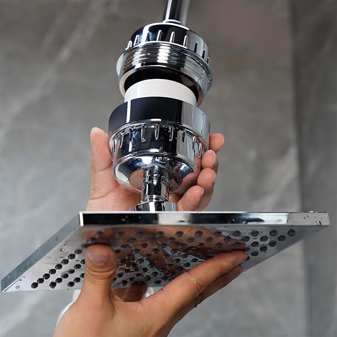 SOLVEX 15 Stage Shower Water Filter - Shower Head Filter, Remove Chlorine Heavy Metals and Other Sediments, Vitamin C Water Softener Reduces Dry Itchy Skin（Chromed),US-SP-50090