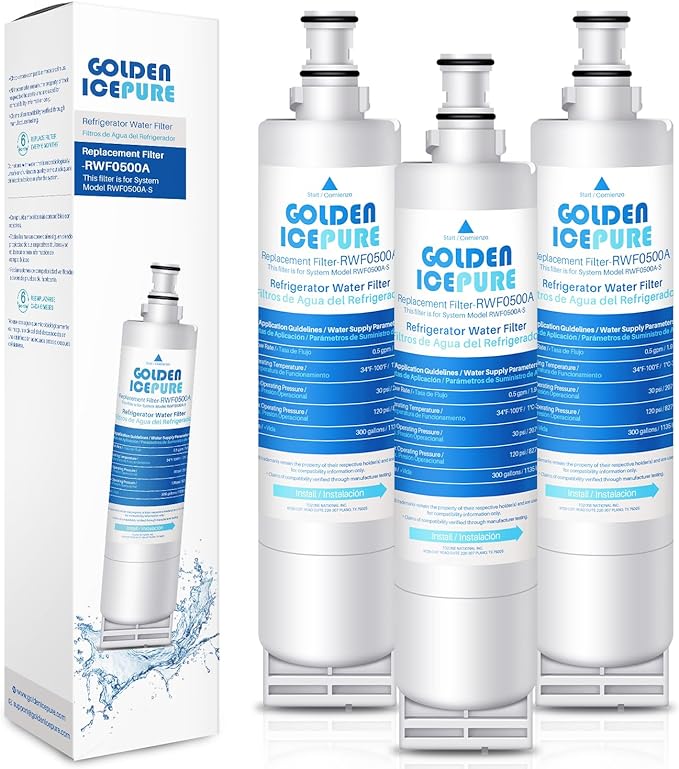 GOLDEN ICEPURE 4396508 Refrigerator Water Filter Replacement for EveryDrop Filter 5, EDR5RXD1, 4392857, 4396510, Clch100, 46-9010, NLC240V, 8212491, WF285 3PACK