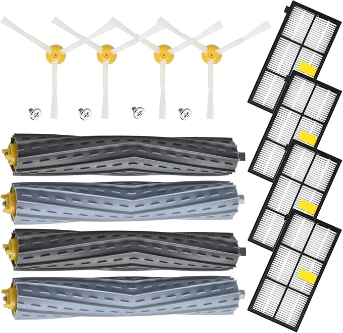 Replacement Parts for irobot Roomba 800 Series 850 860 861 866 870 880 890 900 Series 960 980 981 985 Vacuum Cleaner,Replenishement Kits with 2 Set Extractors,4 Filters,4 Side Brushes