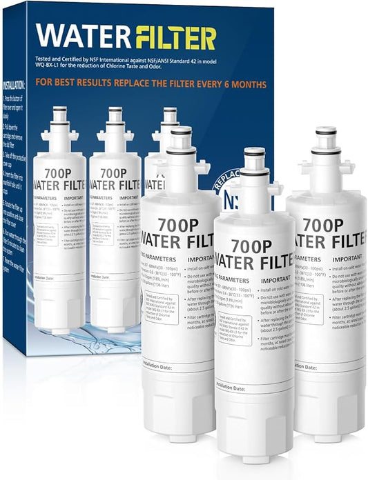 ADQ36006101 Water Filter Compatible With LG LT700P LT700PC Kenmore 9690, ADQ36006102 RFC1200A 46-9690 LFXS30766S Water Filter Replacement LT120F Fresh Air Filter 300 Gallon, 3 Pack